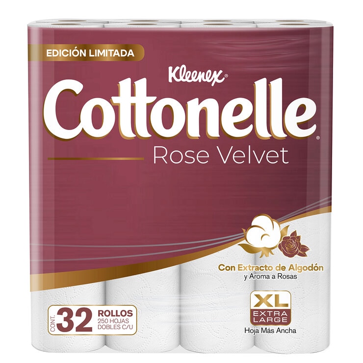 Kleenex Cottonelle Rose Velvet Papel Higiénico 32 pzas