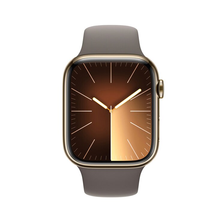 Apple Watch S9 (GPS+Cellular) Caja de acero inoxidable oro 45mm con correa deportiva arcilla — Imagen 2 de 4