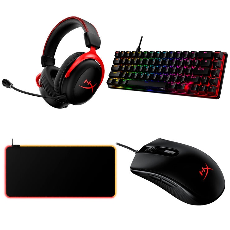 HyperX, Bundle: Teclado Mecánico + Mousepad + Mouse Alámbrico + Audífonos — Imagen 1 de 4