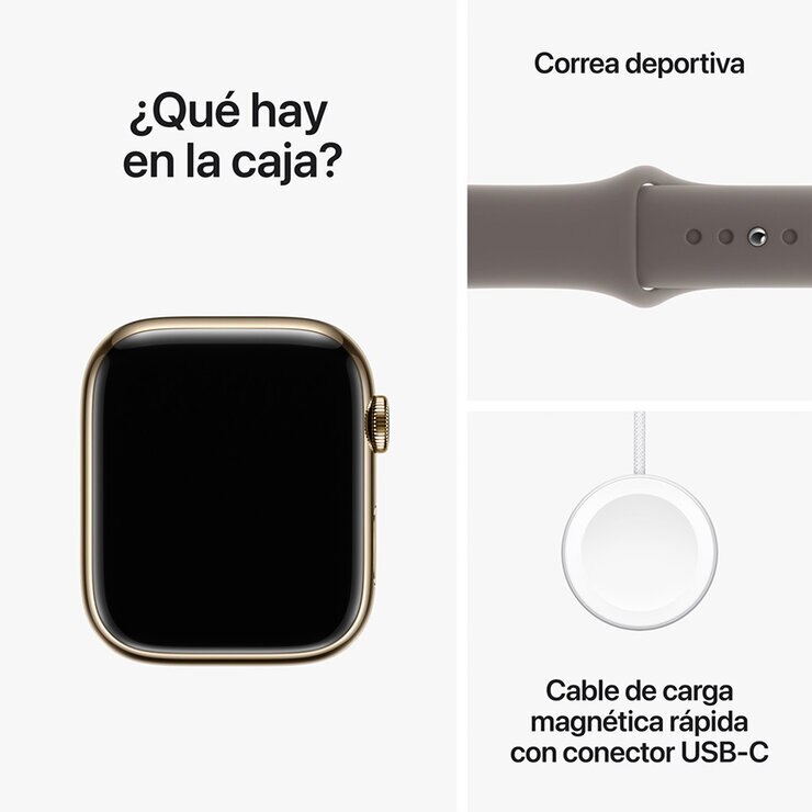 Apple Watch S9 (GPS+Cellular) Caja de acero inoxidable oro 45mm con correa deportiva arcilla — Imagen 3 de 4