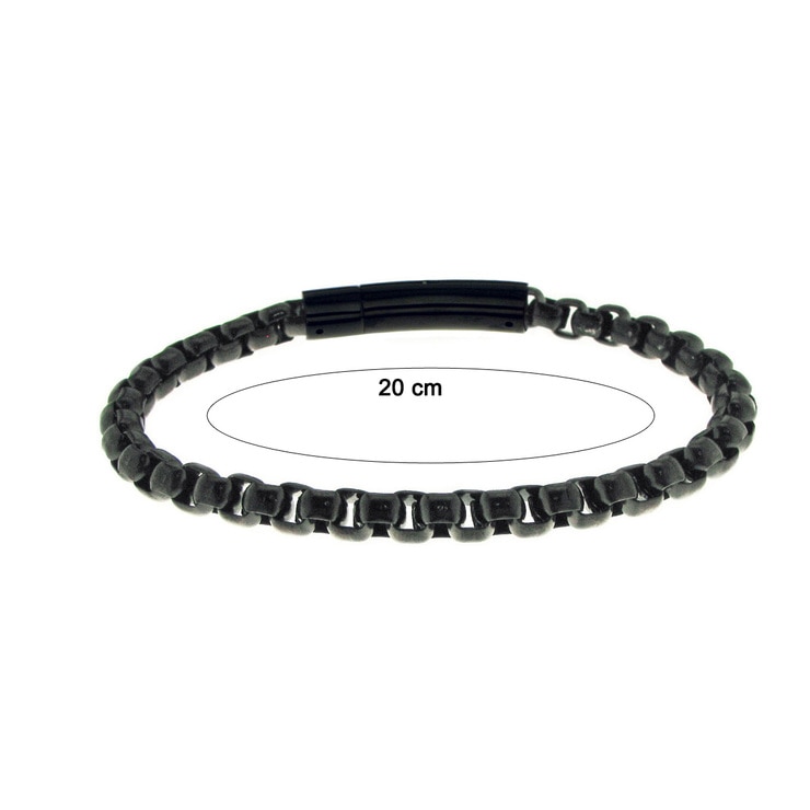 Pulsera de Cadena de Acero Negro con Broche de Acero para Caballero