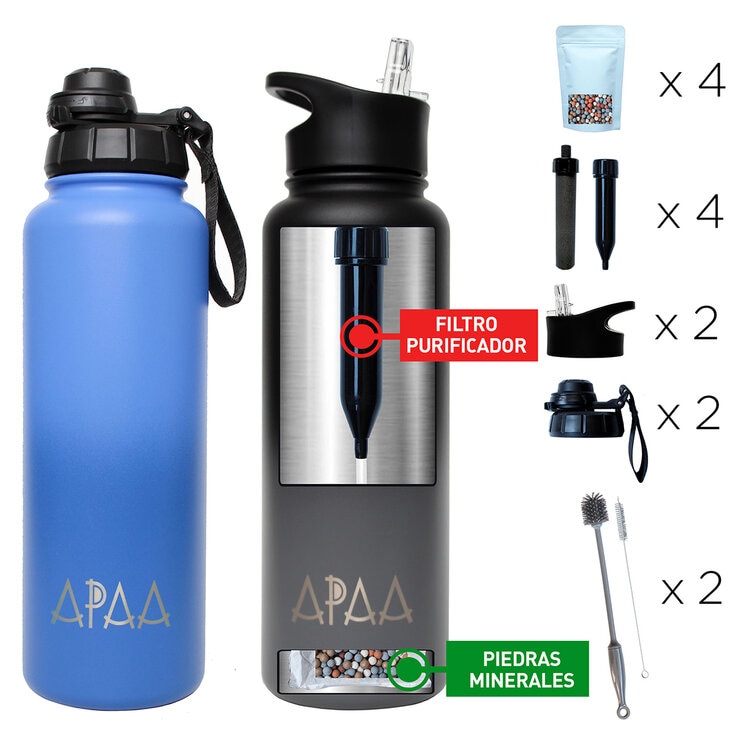 APAA Juego de 2 Botellas Purificadoras de Agua de 1.2L + Accesorios  — Imagen 2 de 4