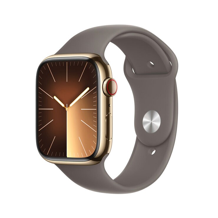Apple Watch S9 (GPS+Cellular) Caja de acero inoxidable oro 45mm con correa deportiva arcilla — Imagen 1 de 4