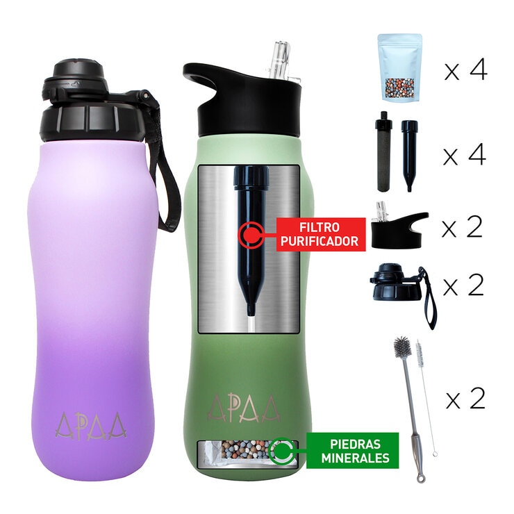 APAA Juego de 2 Botellas Purificadoras de Agua de 710ml + Accesorios — Imagen 4 de 4