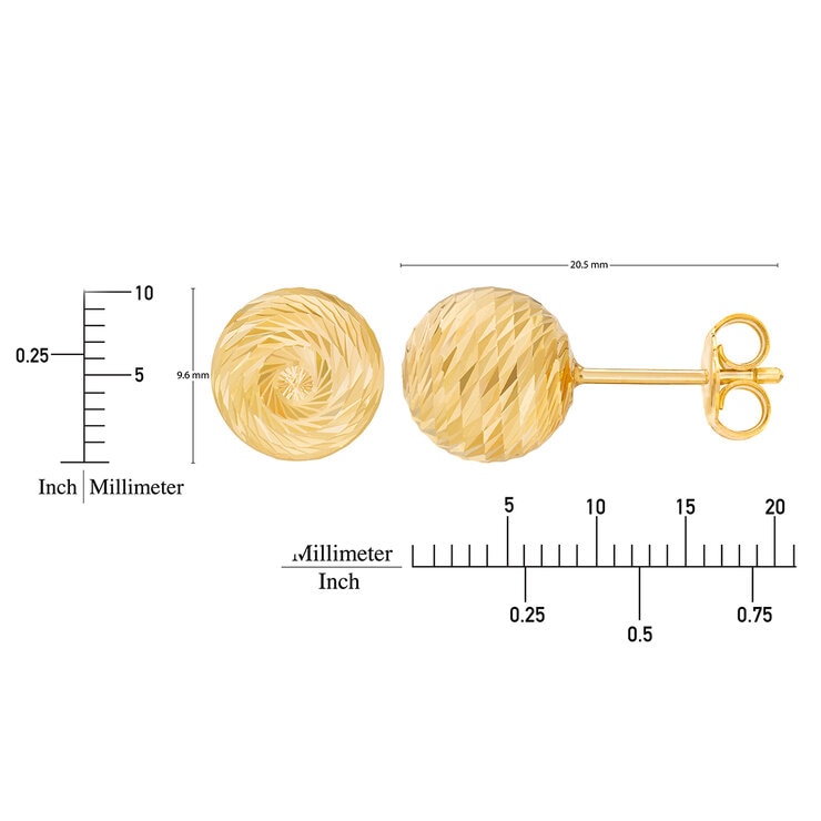 Aretes de Poste con Corte de Diamante, Oro Amarillo de 14K — Imagen 2 de 4