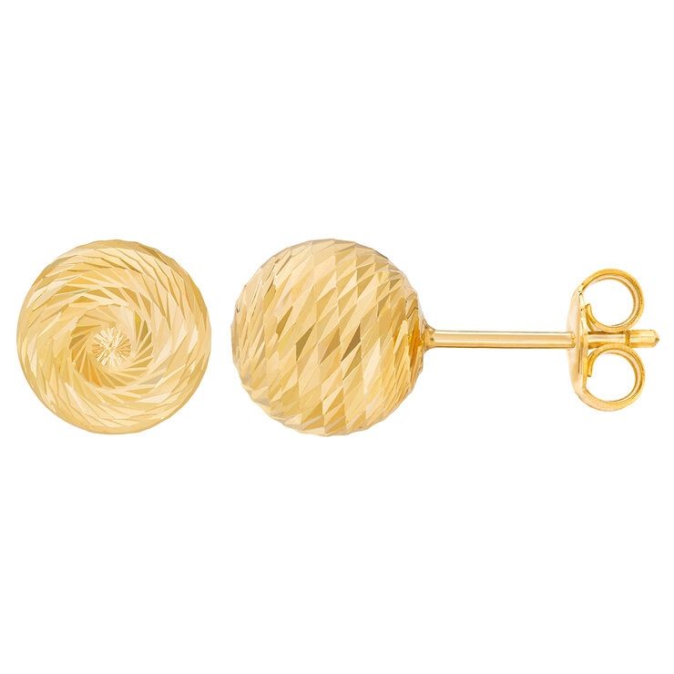 Aretes de Poste con Corte de Diamante, Oro Amarillo de 14K — Imagen 4 de 4
