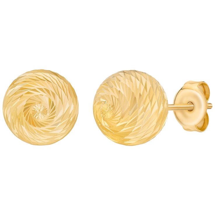 Aretes de Poste con Corte de Diamante, Oro Amarillo de 14K — Imagen 1 de 4