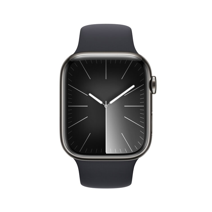Apple Watch S9 (GPS+Cellular) Caja de acero inoxidable grafito 45mm con correa deportiva medianoche — Imagen 2 de 4