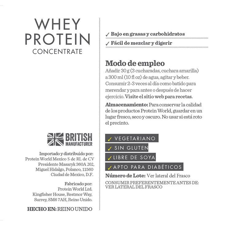 Protein World Whey Proteína en Polvo Sabor Fresa 900 g — Imagen 2 de 3