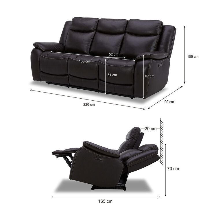 Gilmancreek Furniture, Sofá Reclinable de Piel con Sistema Eléctrico y Reposacabezas Eléctricos — Imagen 2 de 4