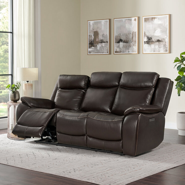 Gilmancreek Furniture, Sofá Reclinable de Piel con Sistema Eléctrico y Reposacabezas Eléctricos — Imagen 3 de 4