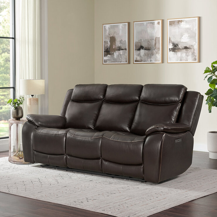 Gilmancreek Furniture, Sofá Reclinable de Piel con Sistema Eléctrico y Reposacabezas Eléctricos — Imagen 1 de 4