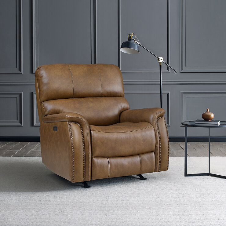 Barcalounger, Sillón Reclinable de Piel con Reposacabezas Eléctrico — Imagen 1 de 4