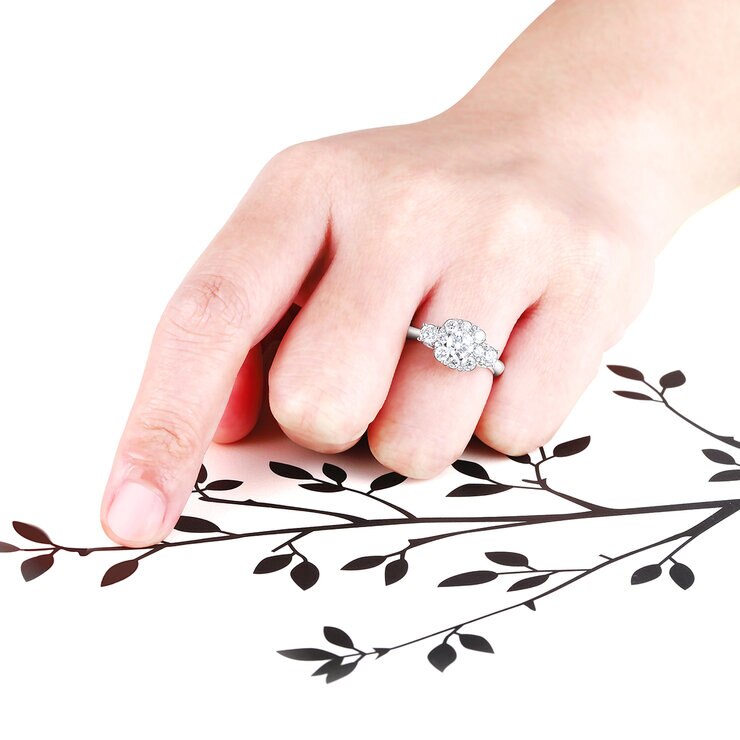 Anillo de Compromiso, 1.33ctw Diamantes, Oro Blanco de 14Kt — Imagen 2 de 4