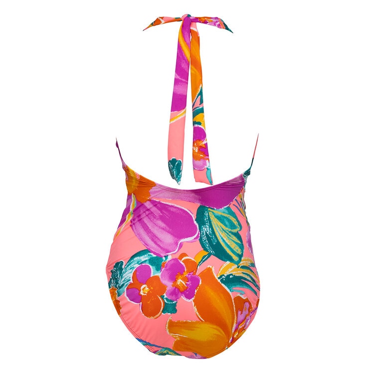 Alas de Sal, Traje de Baño Completo con Nudo al Frente para Dama, Estampado de Flores — Imagen 2 de 2
