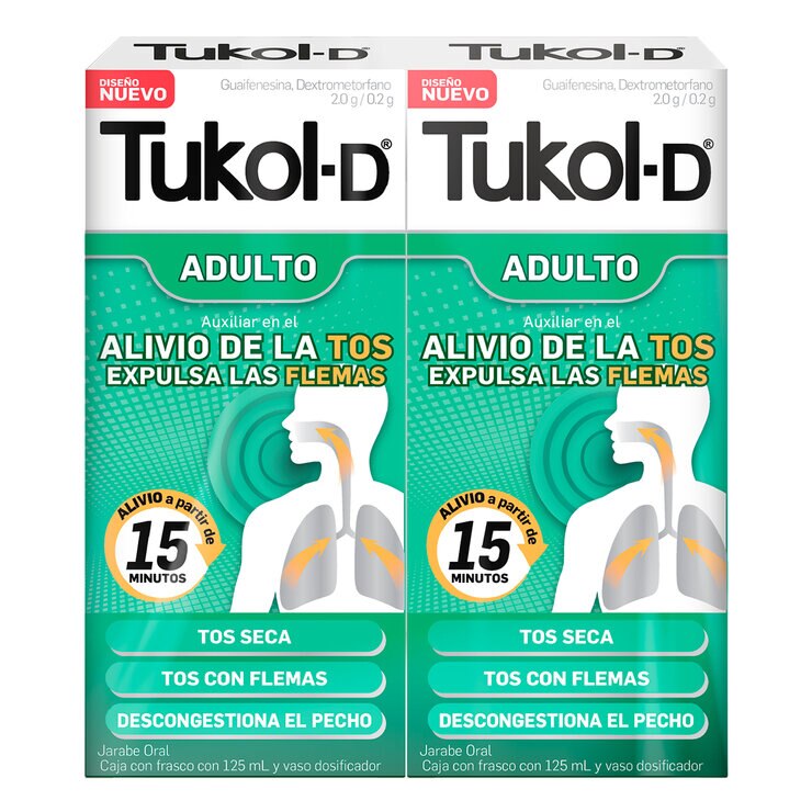 Tukol-D Jarabe Adulto para la tos paquete de 2 frascos de 125ml c/u — Imagen 1 de 2