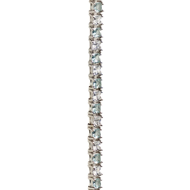 Avonza, Pulsera Tenis con Circonias Corte Princesa Blancas y Aqua — Imagen 3 de 3