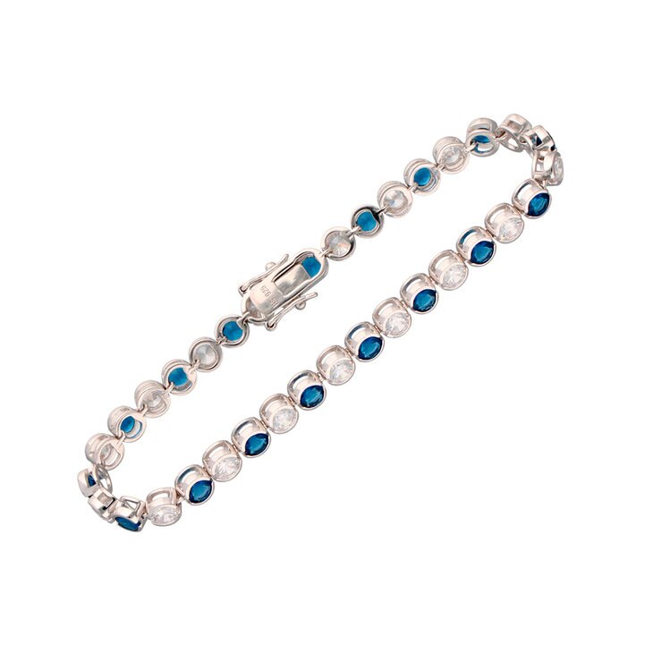 Avonza, Pulsera Tenis con Circonias Biseladas Azules y Blancas — Imagen 1 de 3