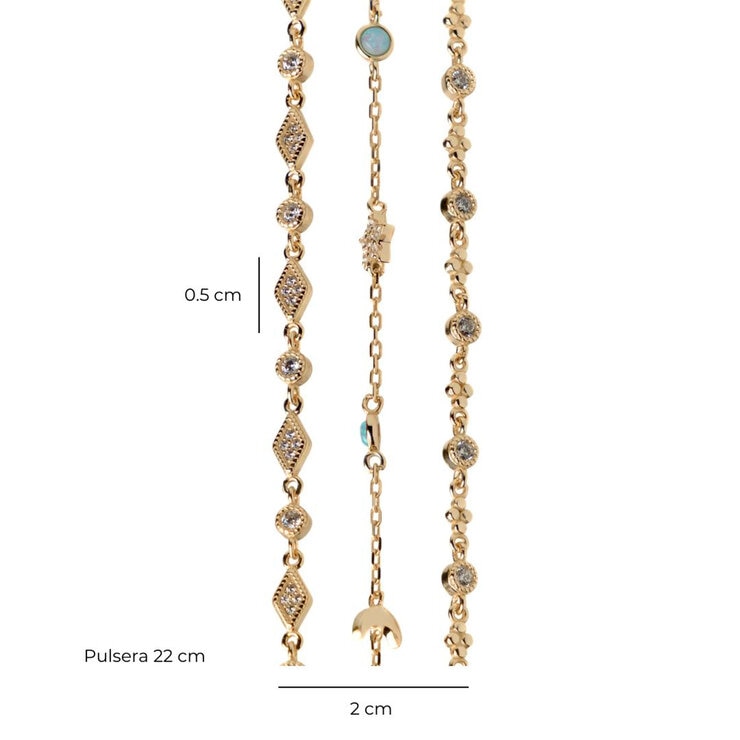 Avonza, Pulsera Triple con Dijes de Circonia Blancos y Azules — Imagen 1 de 3