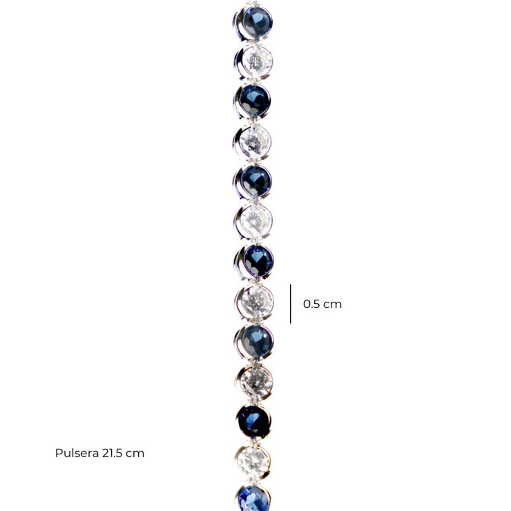Avonza, Pulsera Tenis con Circonias Biseladas Azules y Blancas — Imagen 3 de 3