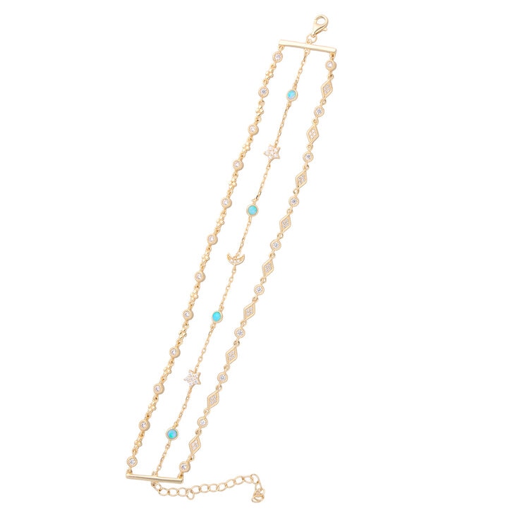 Avonza, Pulsera Triple con Dijes de Circonia Blancos y Azules — Imagen 2 de 3
