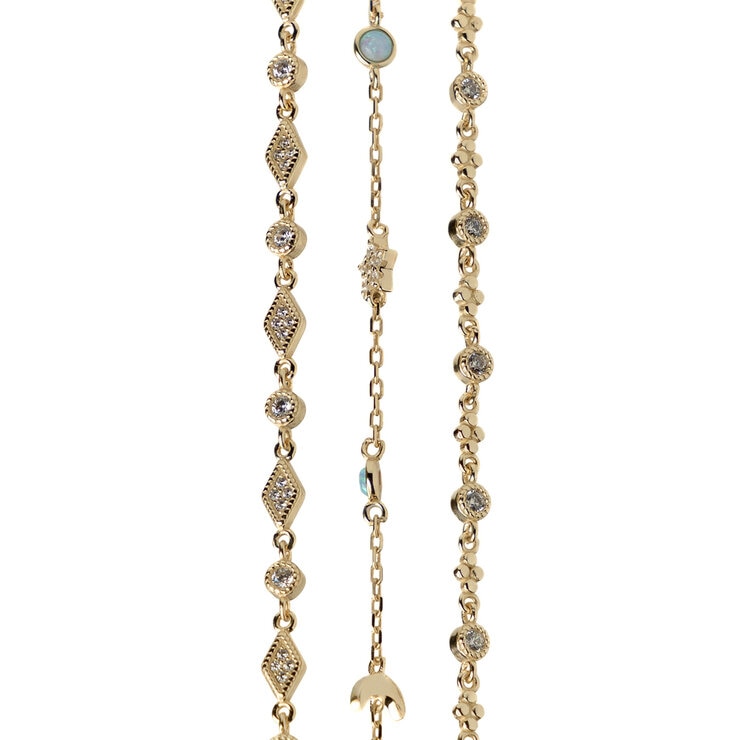 Avonza, Pulsera Triple con Dijes de Circonia Blancos y Azules — Imagen 3 de 3