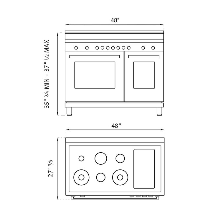 Bertazzoni Estufa de gas 48" 6 quemadores — Imagen 3 de 4