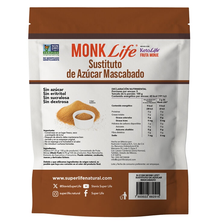 Monk Life Sustituto de Azúcar Mascabado 500 g — Imagen 2 de 3
