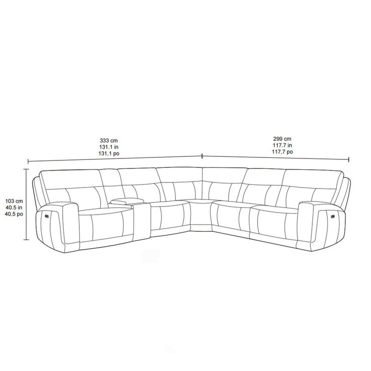 Gilmancreek Furniture, Sofá Seccional Reclinable de Piel con Sistema Eléctrico y Cabeceras Eléctricas — Imagen 4 de 4